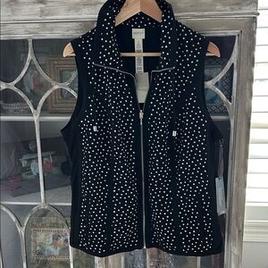 Chico's Black Polka Dot Zip Front Vest